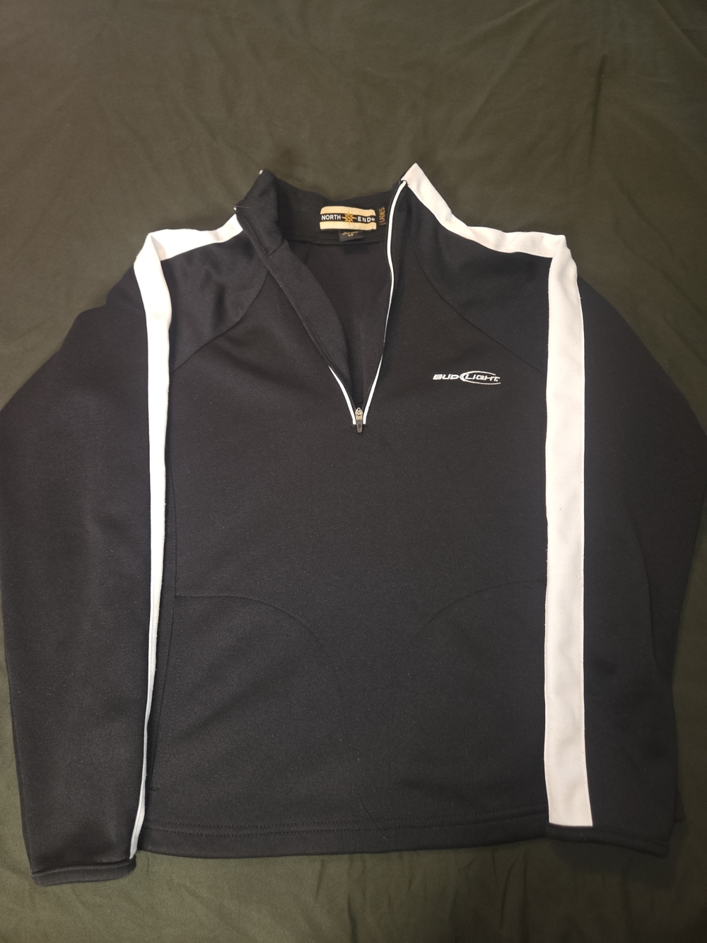 Vintage Bud Light Black/White- 1/4 Zip - Ladies Large